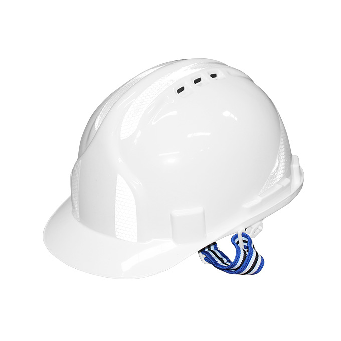 Casque de protection à bande réflective - Blanc